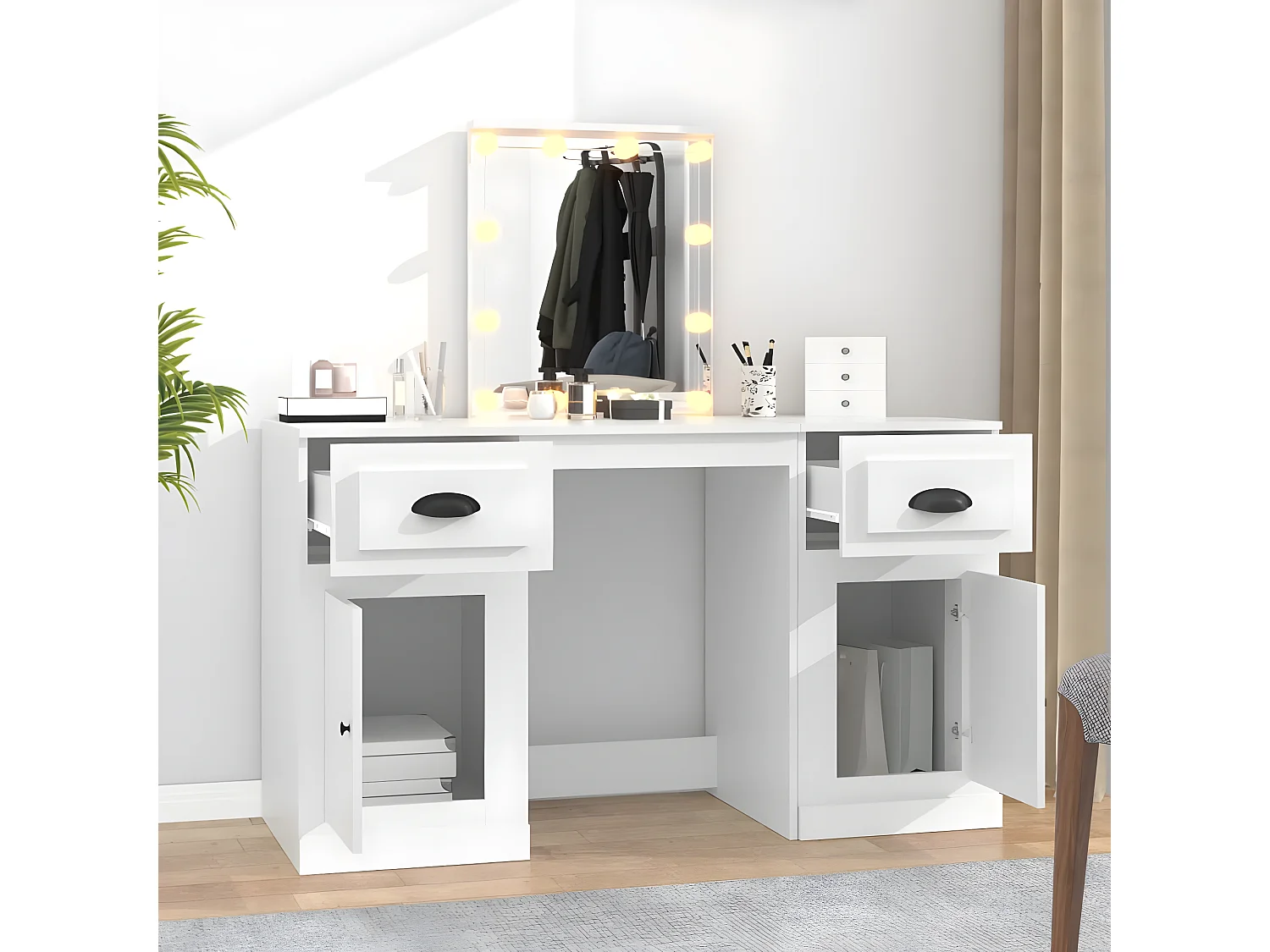 Coiffeuse avec LED blanc 130x50x132,5 cm