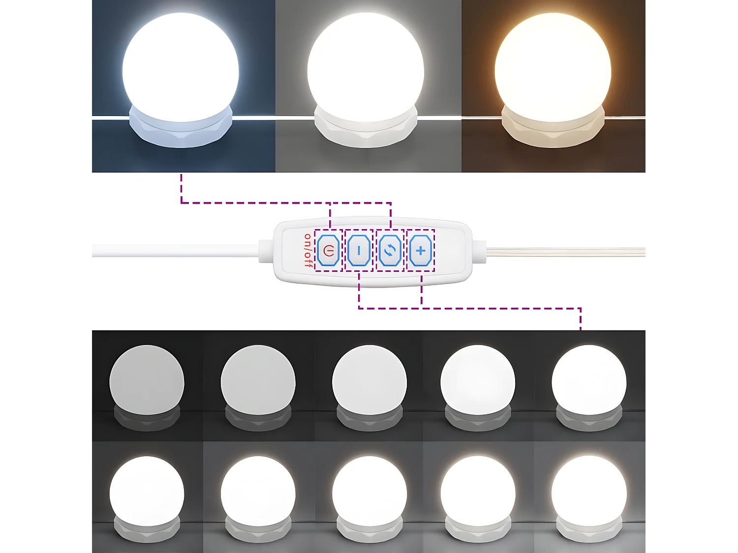 Coiffeuse avec LED blanc 130x50x132,5 cm