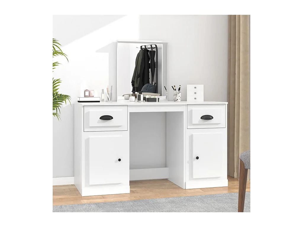 Kaptafel met spiegel 130x50x132,5 cm wit