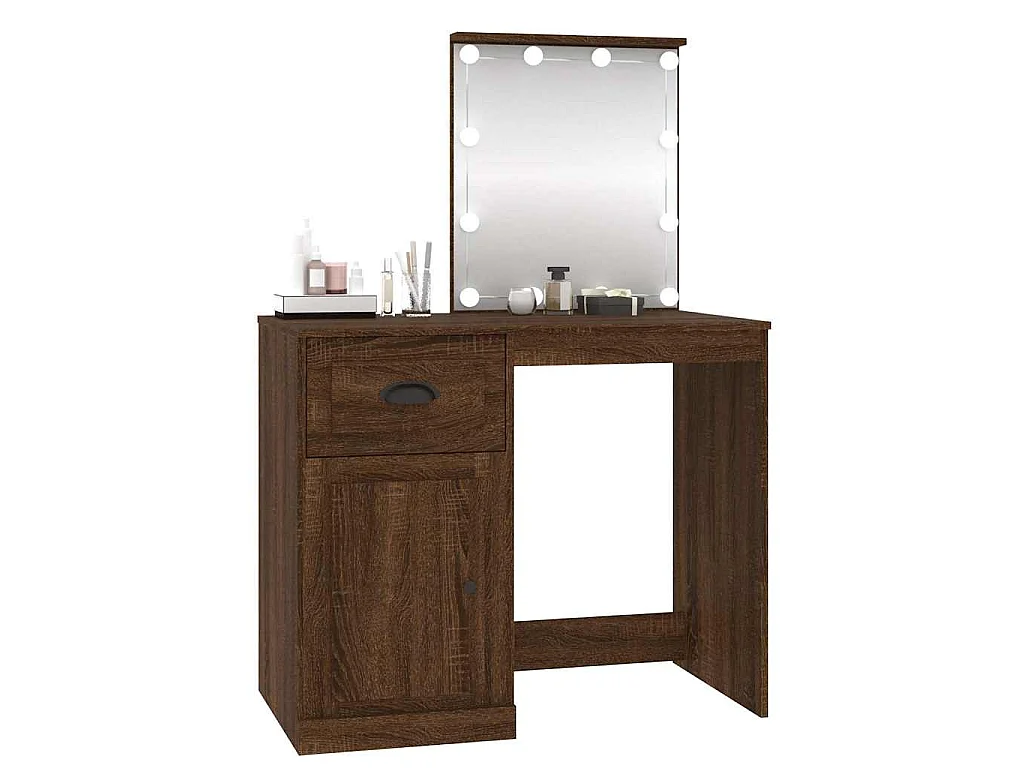 Coiffeuse avec LED chêne marron 90x50x132,5cm bois d'ingénierie