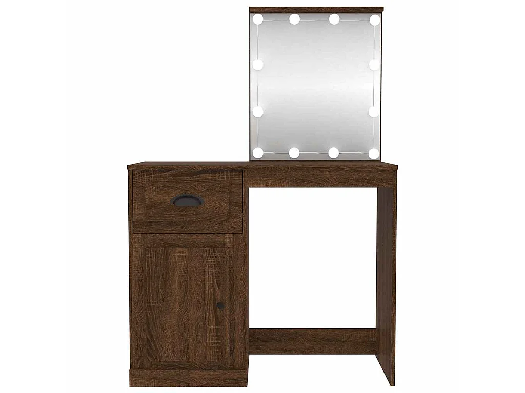 Coiffeuse avec LED chêne marron 90x50x132,5cm bois d'ingénierie