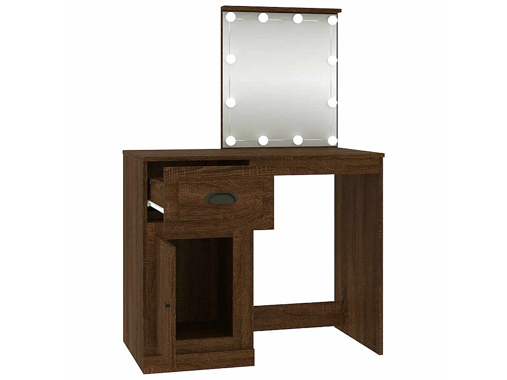 Coiffeuse avec LED chêne marron 90x50x132,5cm bois d'ingénierie