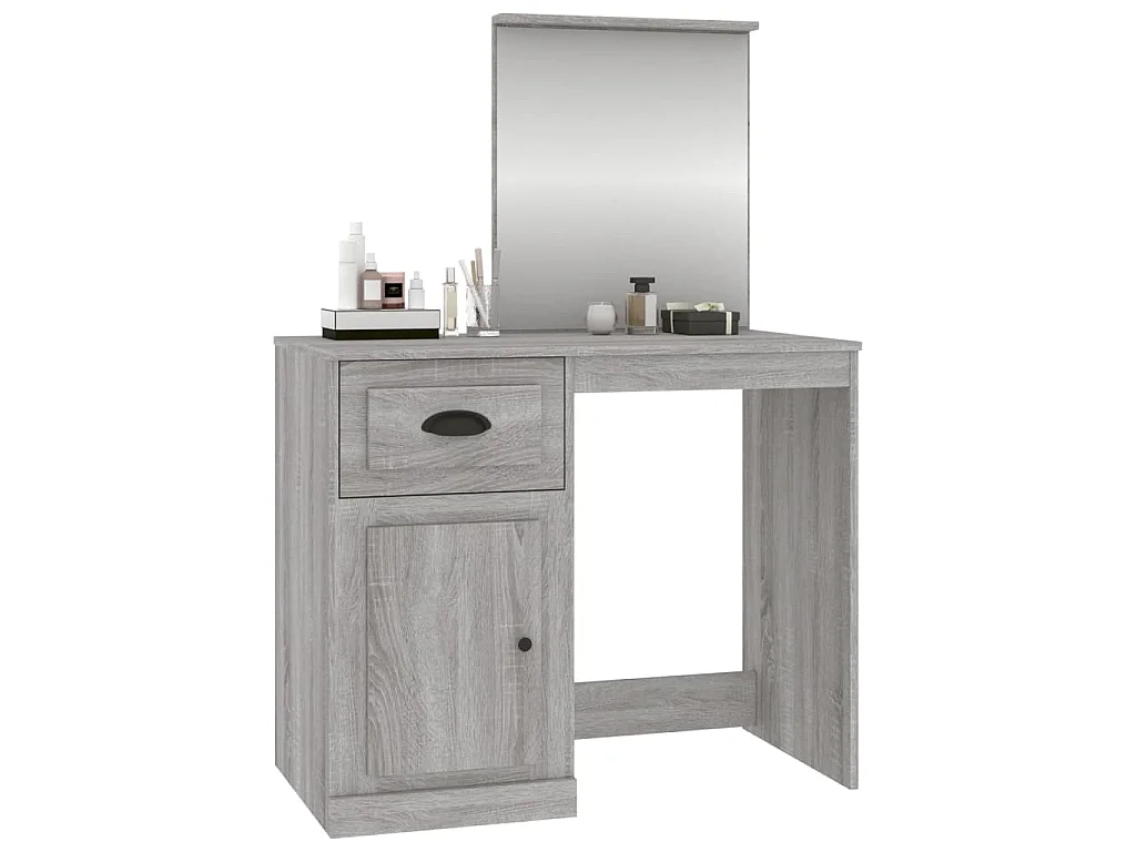 Schminktisch mit Spiegel Grau Sonoma 90x50x132,5 cm
