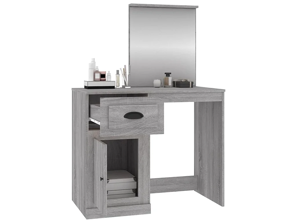 Schminktisch mit Spiegel Grau Sonoma 90x50x132,5 cm
