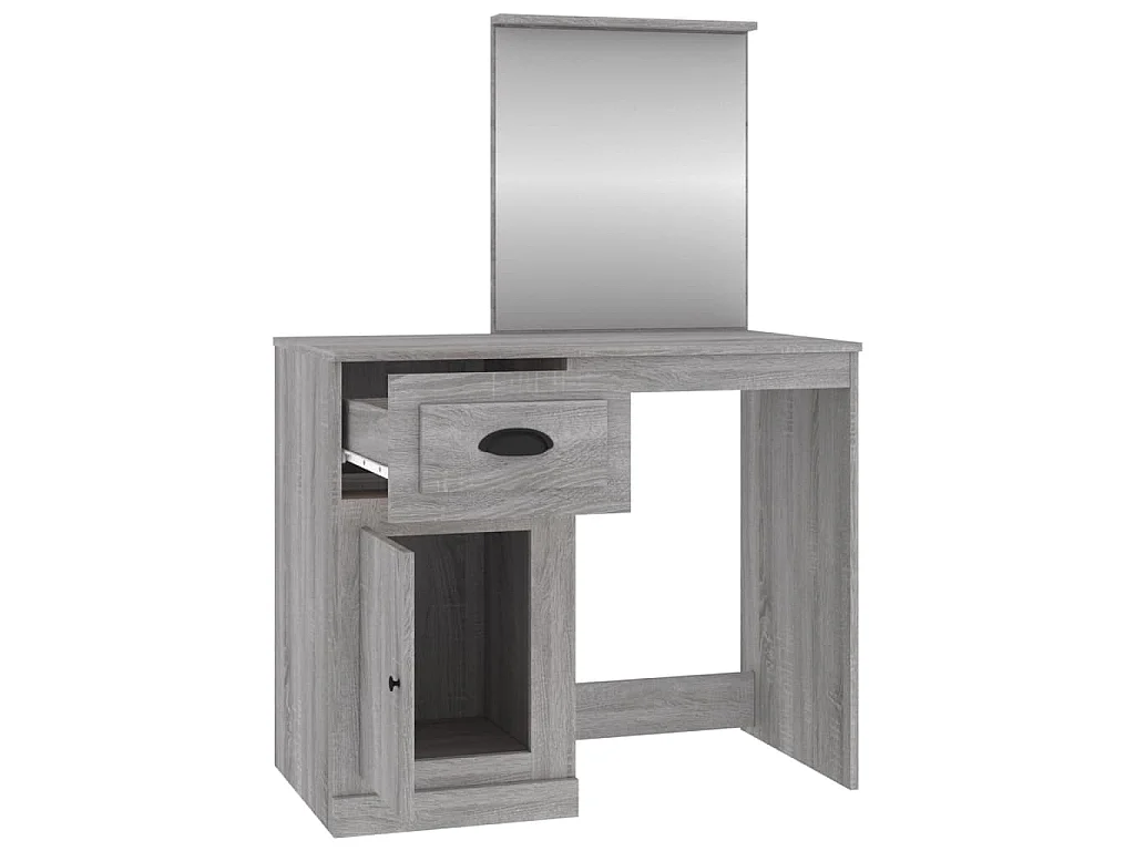 Schminktisch mit Spiegel Grau Sonoma 90x50x132,5 cm