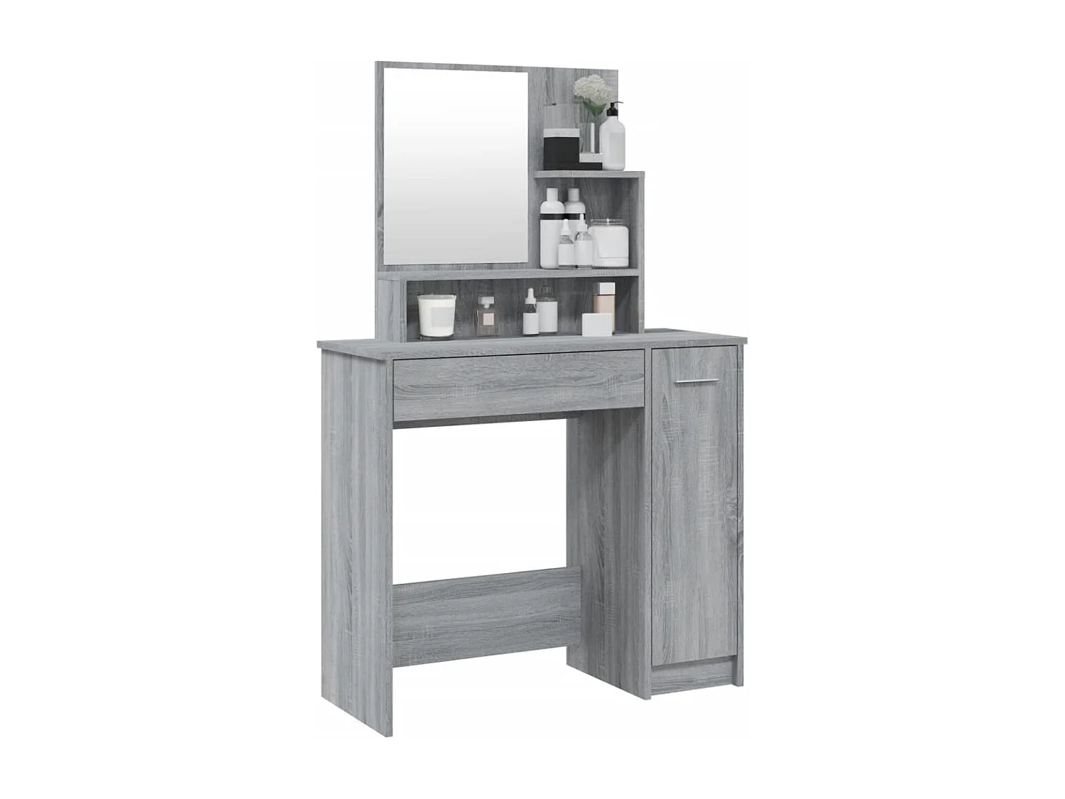 Toucador com espelho 86,5x35x136 cm cor sonoma cinzento