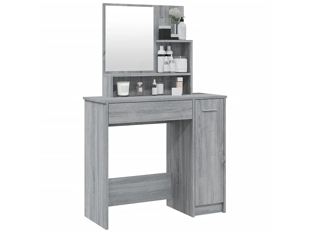 Coiffeuse avec miroir Sonoma gris 86,5x35x136 cm