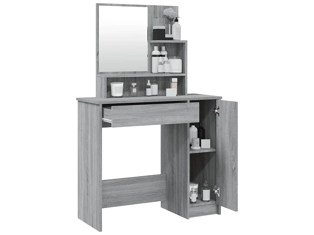 Coiffeuse avec miroir Sonoma gris 86,5x35x136 cm