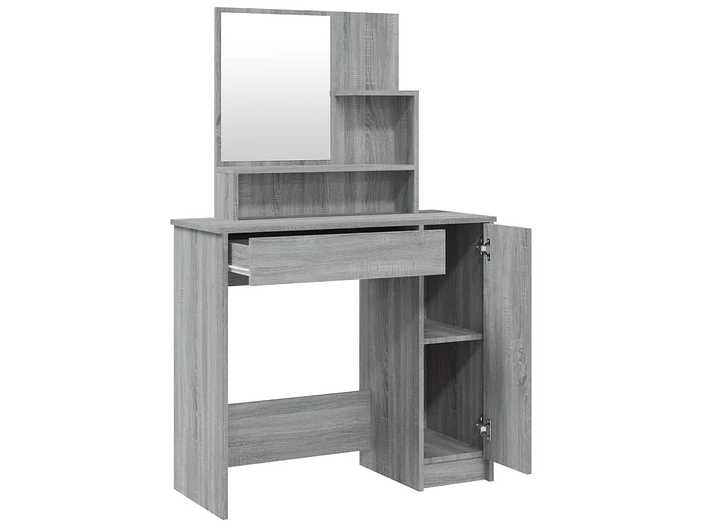 Coiffeuse avec miroir Sonoma gris 86,5x35x136 cm