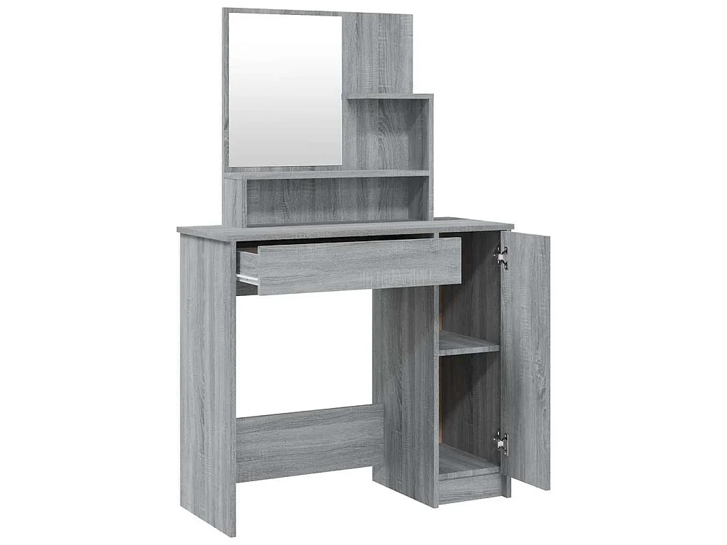 Kaptafel met spiegel 86,5x35x136 cm grijs sonoma eikenkleurig
