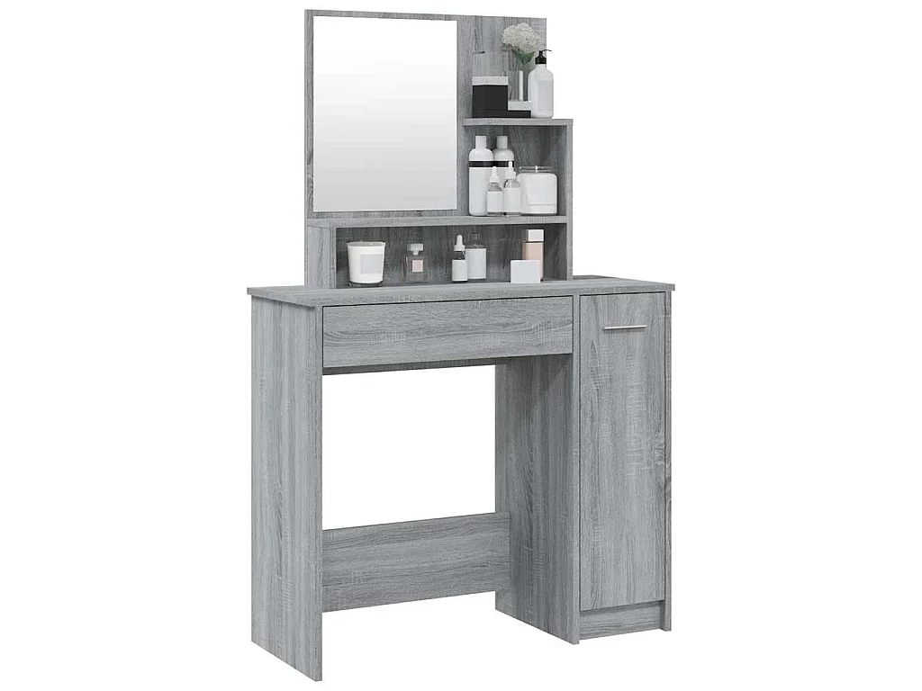 Kaptafel met spiegel 86,5x35x136 cm grijs sonoma eikenkleurig