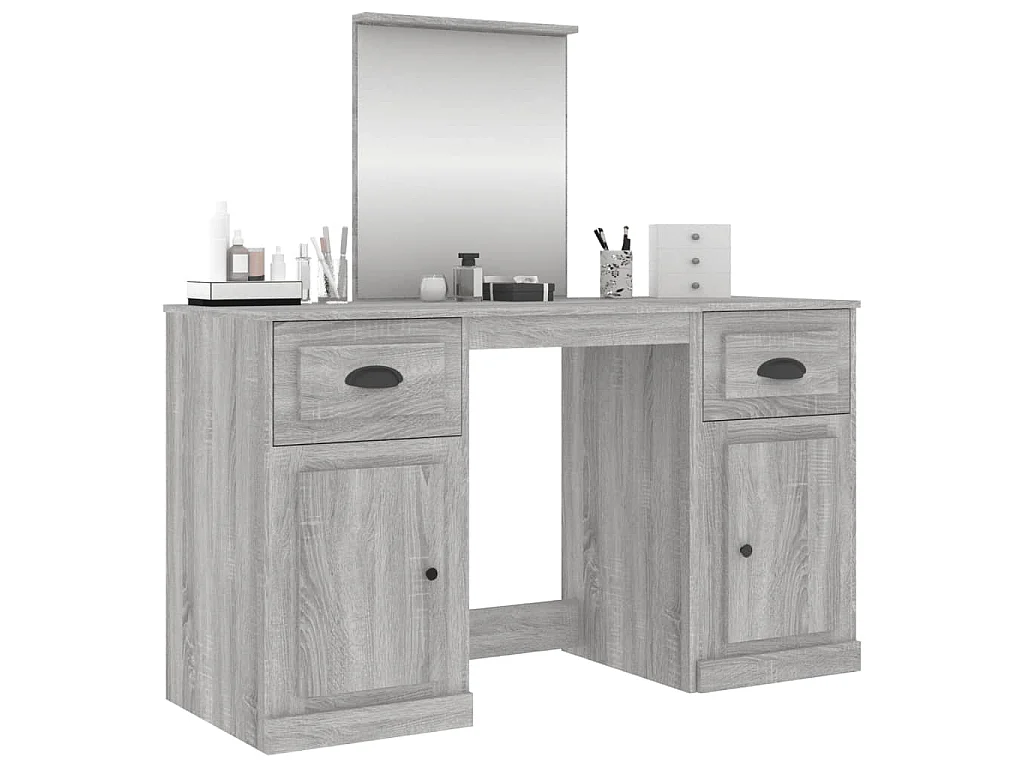 Coiffeuse avec miroir sonoma gris 130x50x132,5 cm