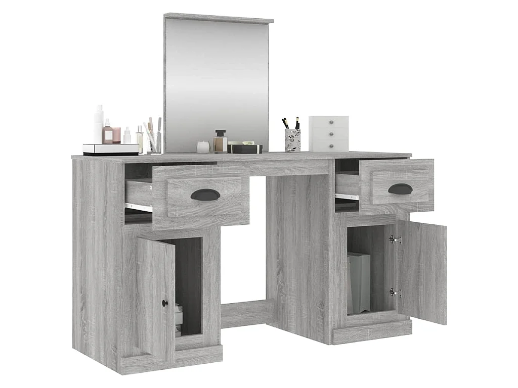 Coiffeuse avec miroir sonoma gris 130x50x132,5 cm