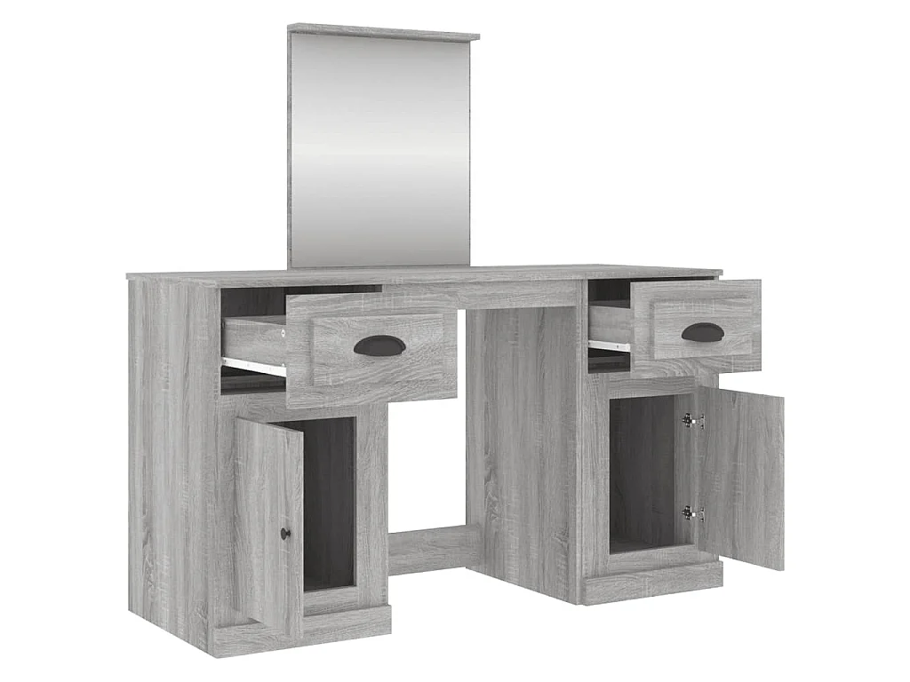 Coiffeuse avec miroir sonoma gris 130x50x132,5 cm