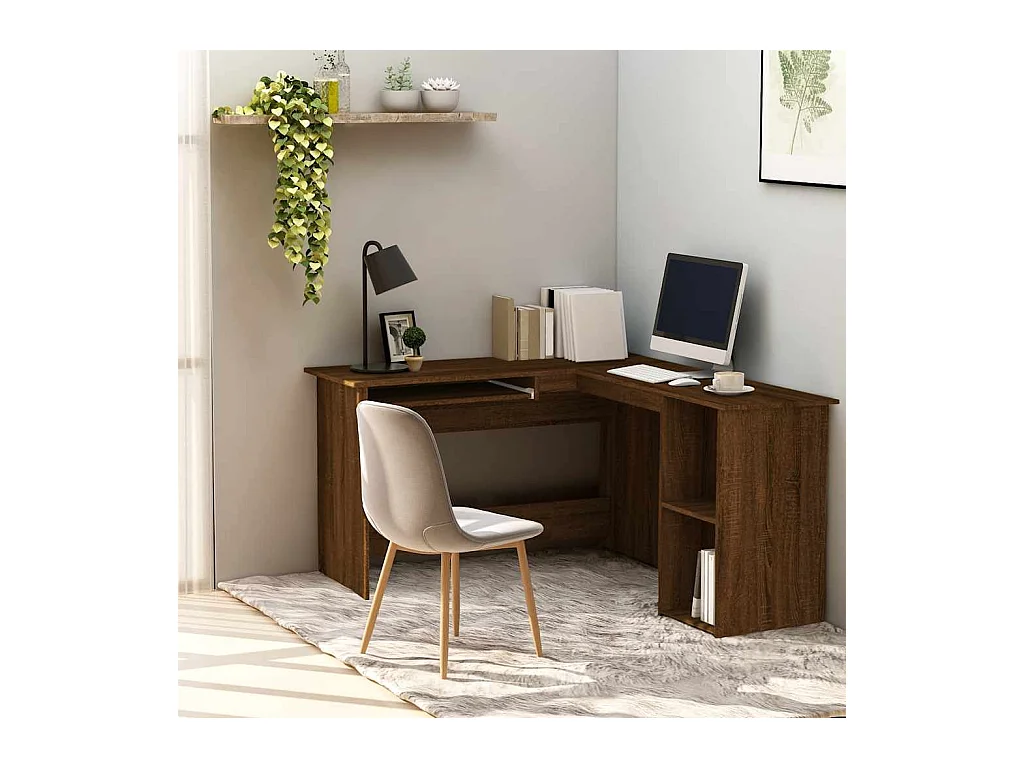 Bureau d'angle chêne marron 120x140x75 cm bois d'ingénierie