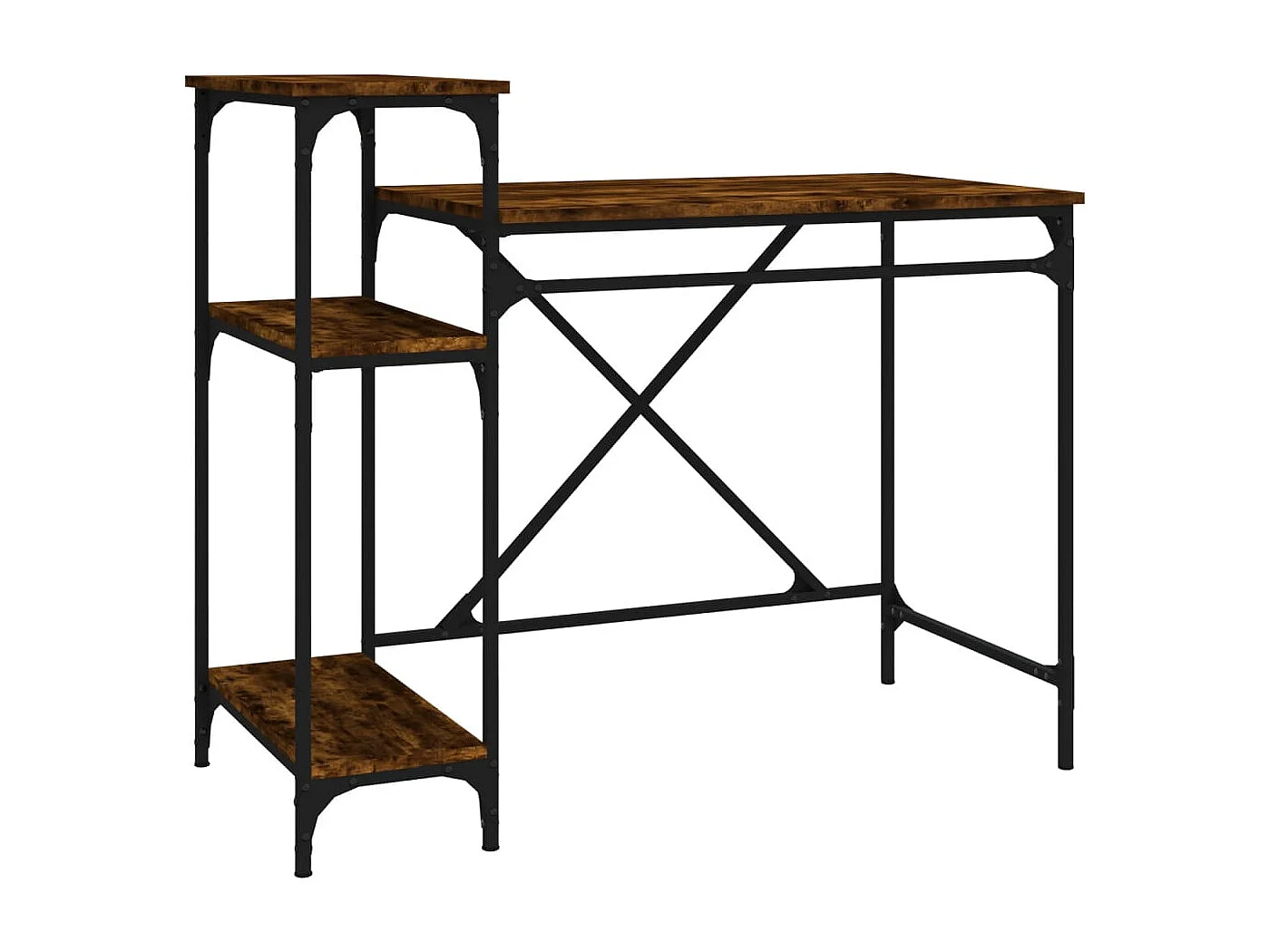 Bureau avec étagères chêne 105x50x90 cmbois d'ingénierie et fer