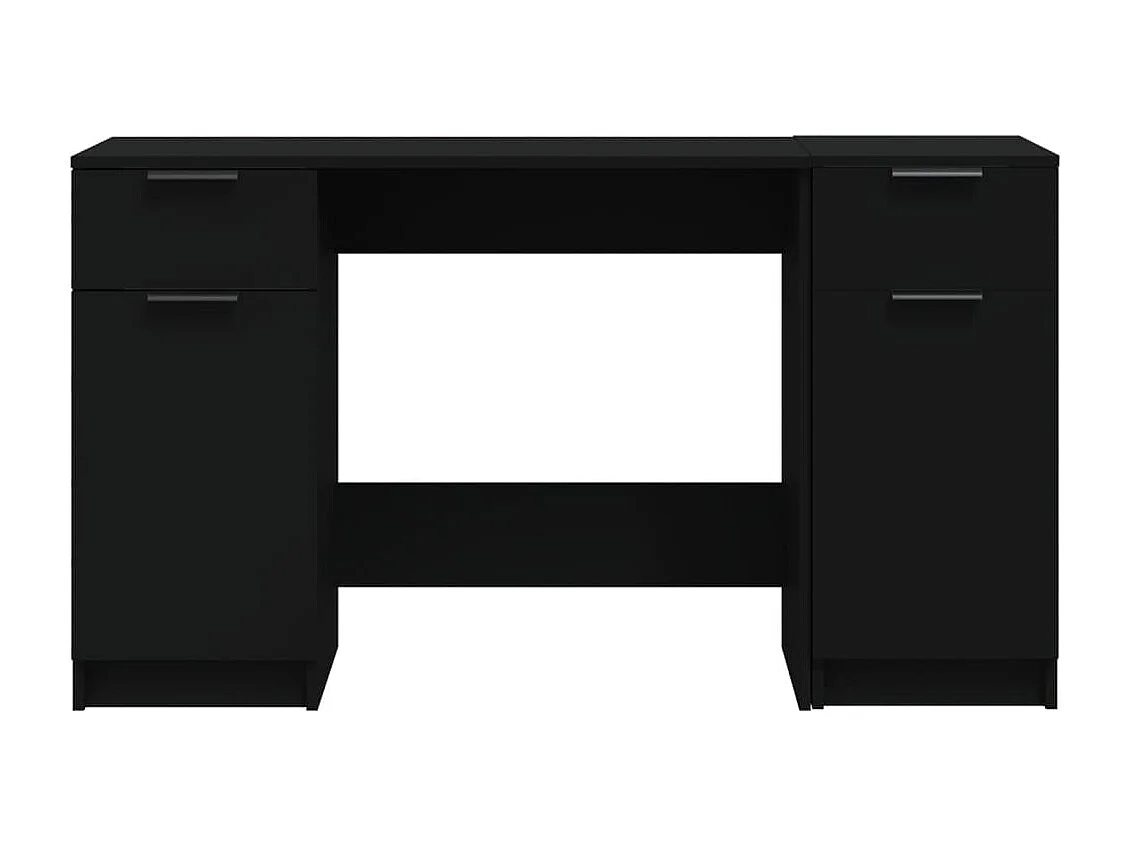 Bureau avec armoire latérale Noir Bois d'ingénierie