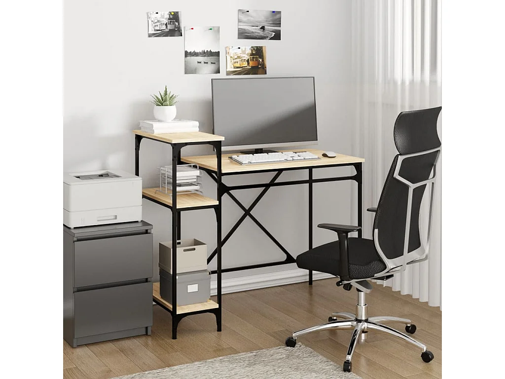Bureau schappen 105x50x90 bewerkt hout en ijzer sonoma eiken