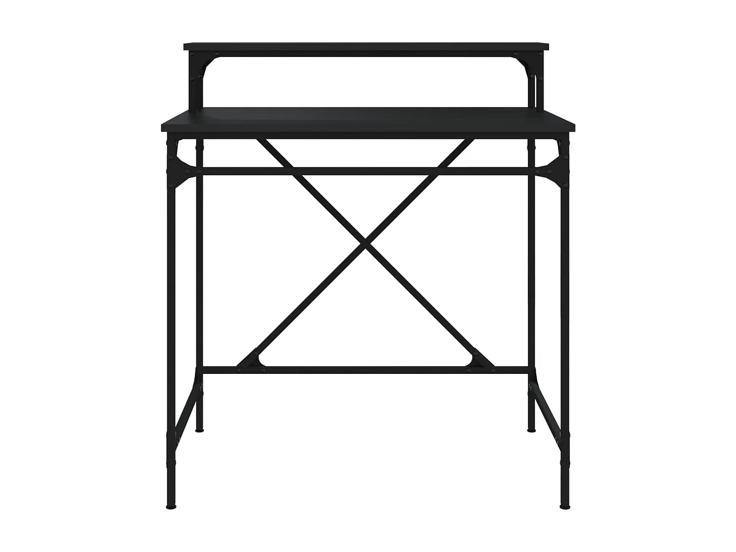 Bureau noir 80x50x90 cm bois d'ingénierie et fer