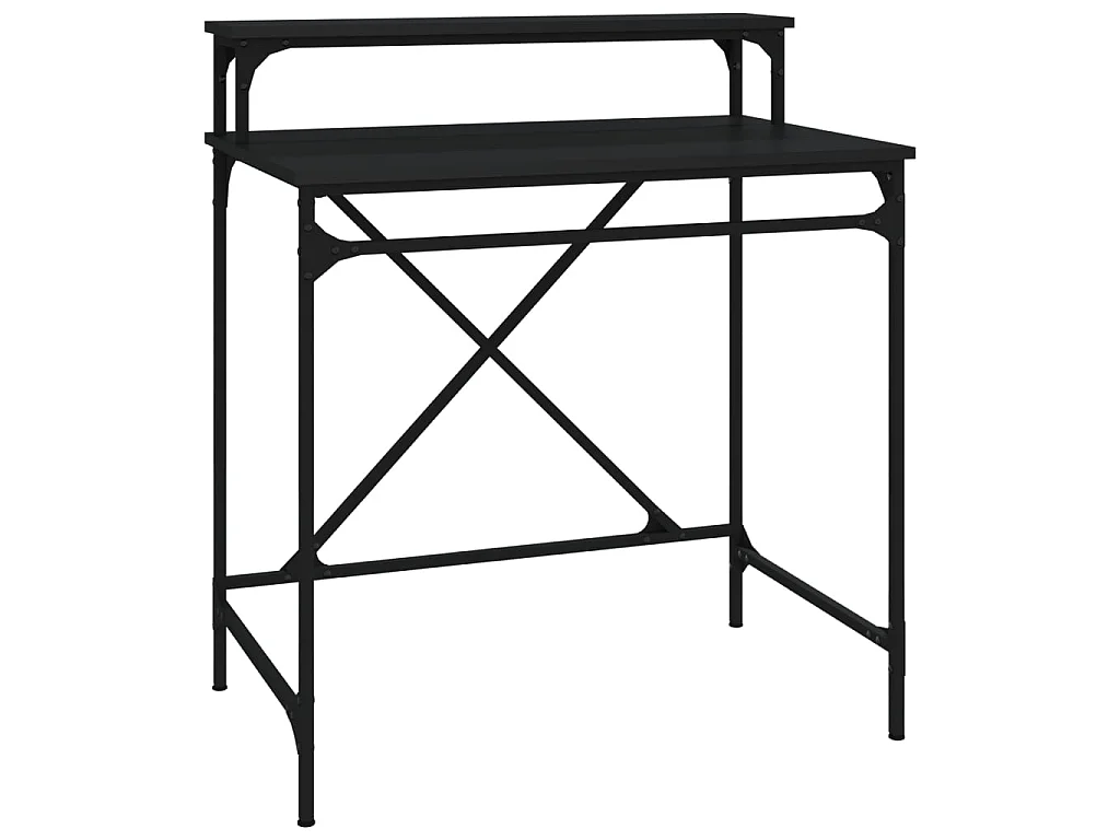 Bureau 80x50x90 cm bewerkt hout en ijzer zwart