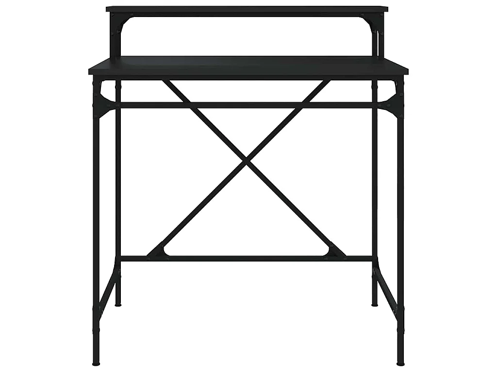 Escritorio de hierro y madera contrachapada negro 80x50x90 cm