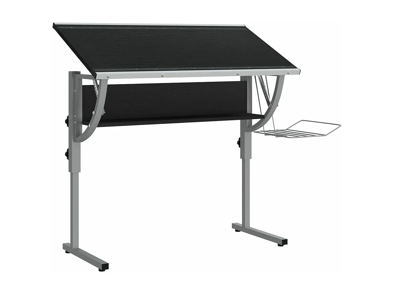 Tekentafel 110x53x(58-87) cm bewerkt hout en staal zwart/grijs