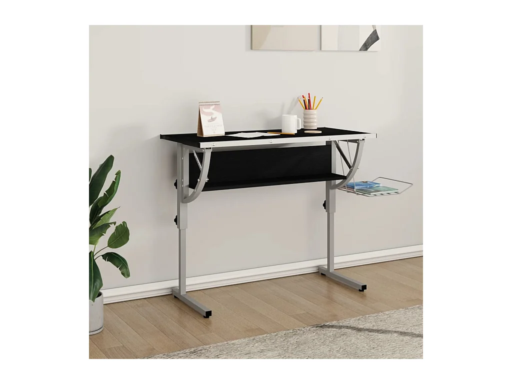 Bureau d'artisanat noir et gris 110x53x(58-87) cm