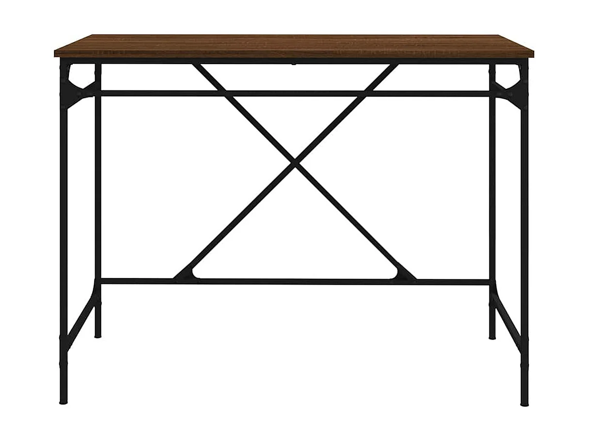 Bureau chêne marron 100x50x75 cm bois d'ingénierie et fer