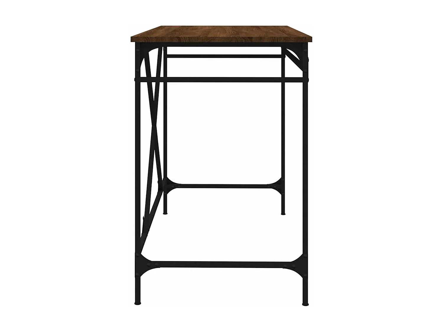 Bureau chêne marron 100x50x75 cm bois d'ingénierie et fer
