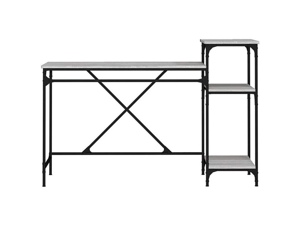 Schreibtisch mit Regal Grau Sonoma 135x50x90 cm Holzwerkstoff