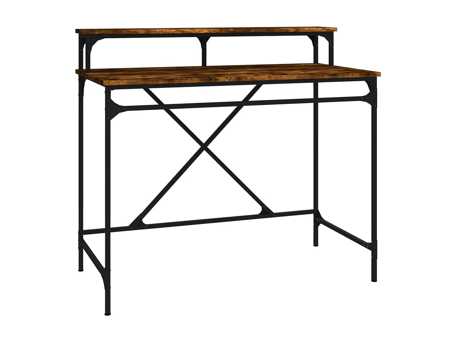 Bureau chêne fumé 100x50x90 cm bois d'ingénierie et fer