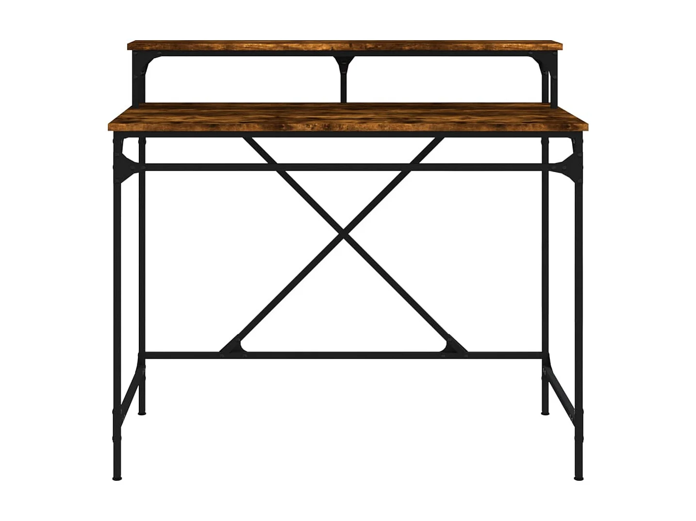 Bureau chêne fumé 100x50x90 cm bois d'ingénierie et fer