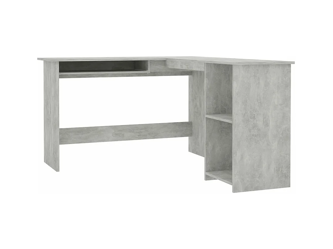 Bureau d'angle en forme de L Gris Béton Bois d'ingénierie