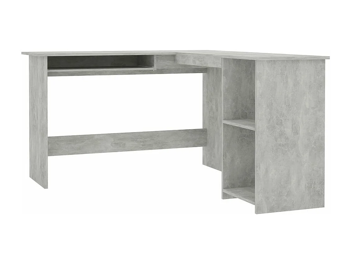 Bureau d'angle en forme de L Gris Béton Bois d'ingénierie