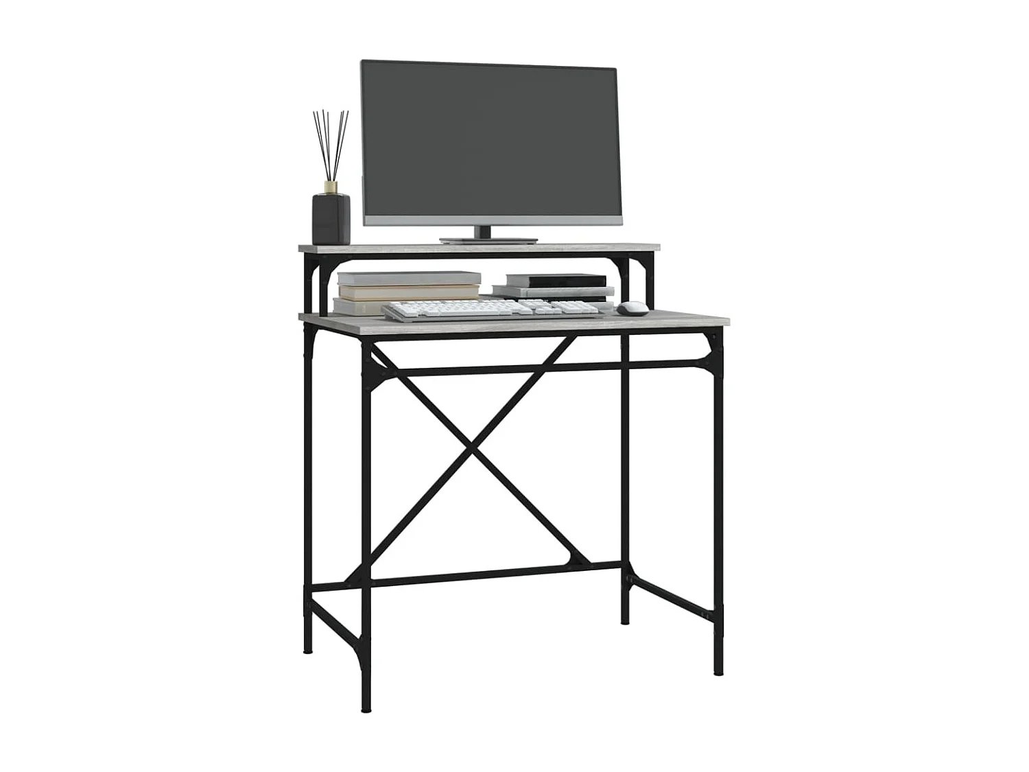 Schreibtisch Grau Sonoma 80x50x90 cm Holzwerkstoff und Eisen