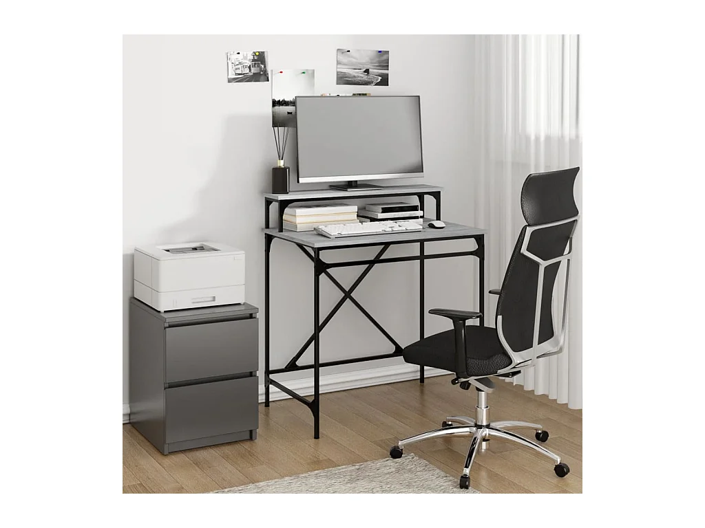 Bureau sonoma gris 80x50x90 cm bois d'ingénierie et fer