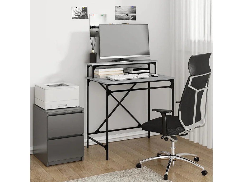 Bureau sonoma gris 80x50x90 cm bois d'ingénierie et fer