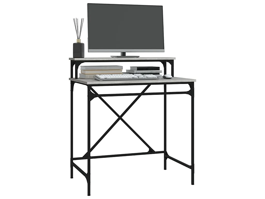Bureau sonoma gris 80x50x90 cm bois d'ingénierie et fer