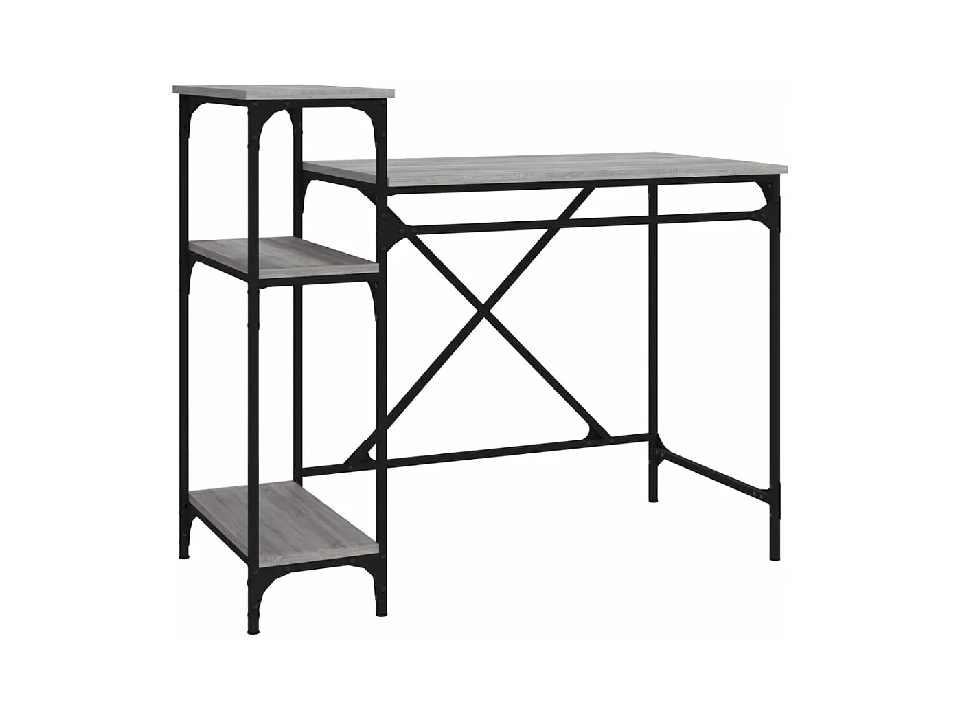 Schreibtisch mit Regal Grau Sonoma 105x50x90 cm Holzwerkstoff