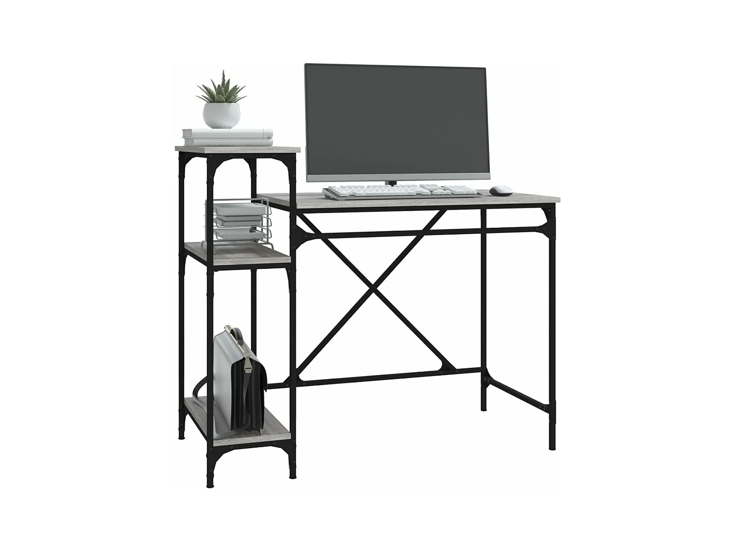 Schreibtisch mit Regal Grau Sonoma 105x50x90 cm Holzwerkstoff