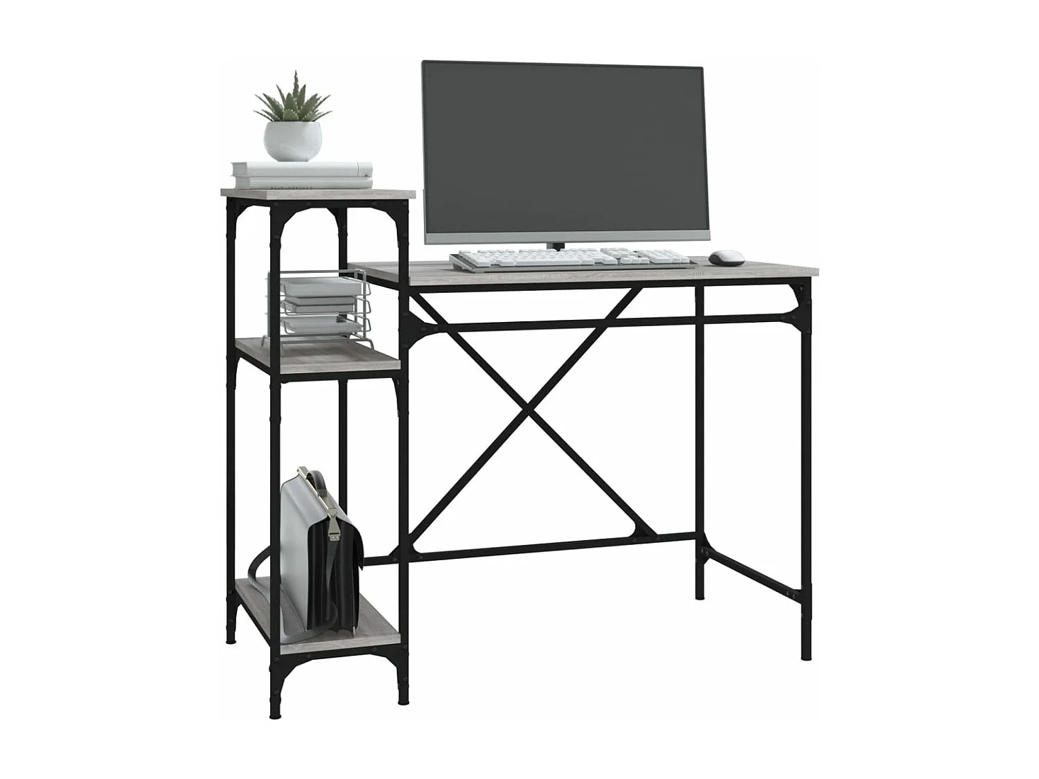 Bureau avec étagères sonoma 105x50x90 cm bois d'ingénierie/fer