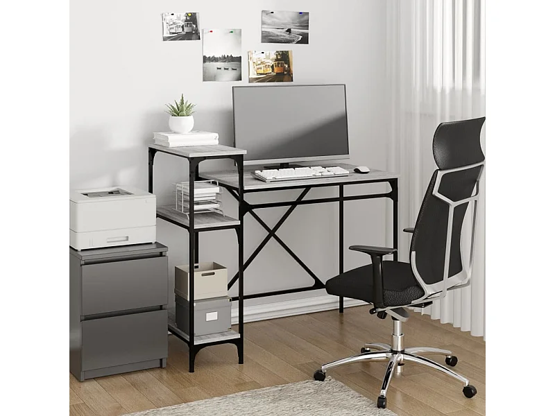 Bureau avec étagères sonoma 105x50x90 cm bois d'ingénierie/fer