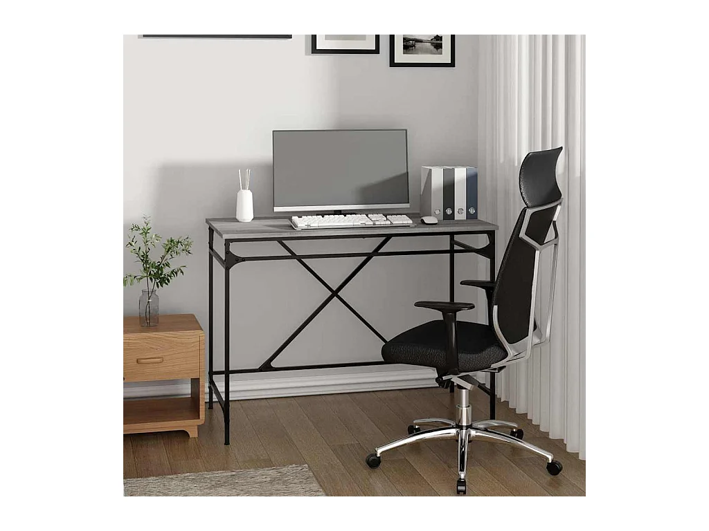 Bureau sonoma gris 100x50x75 cm bois d'ingénierie et fer