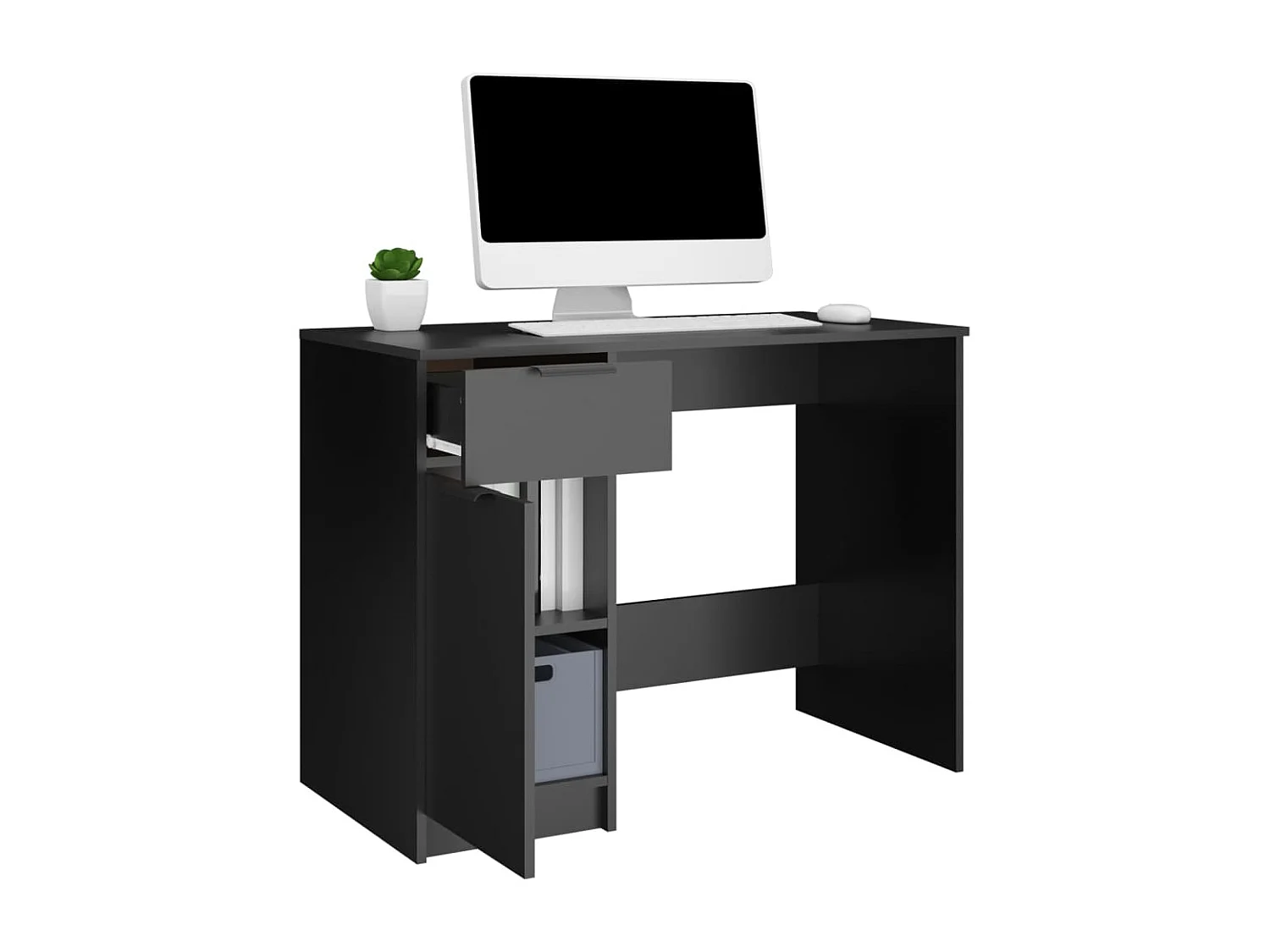 Scrivania Nera 100x50x75 cm in Legno Multistrato