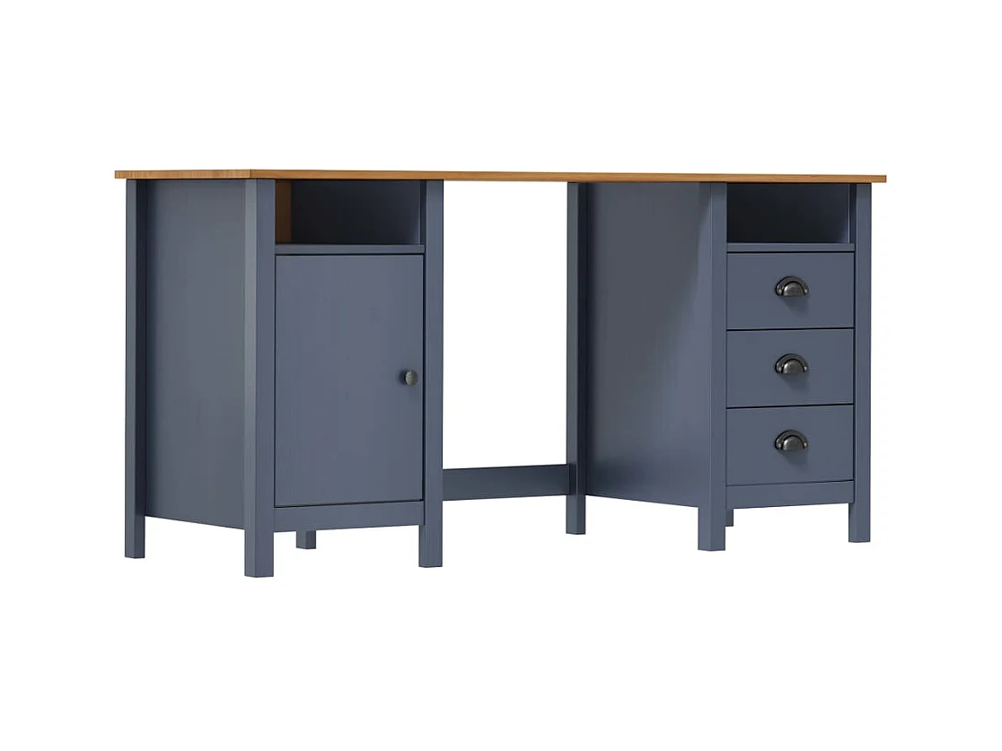 Bureau Hill Gris 150x50x74 cm Bois de pin solide