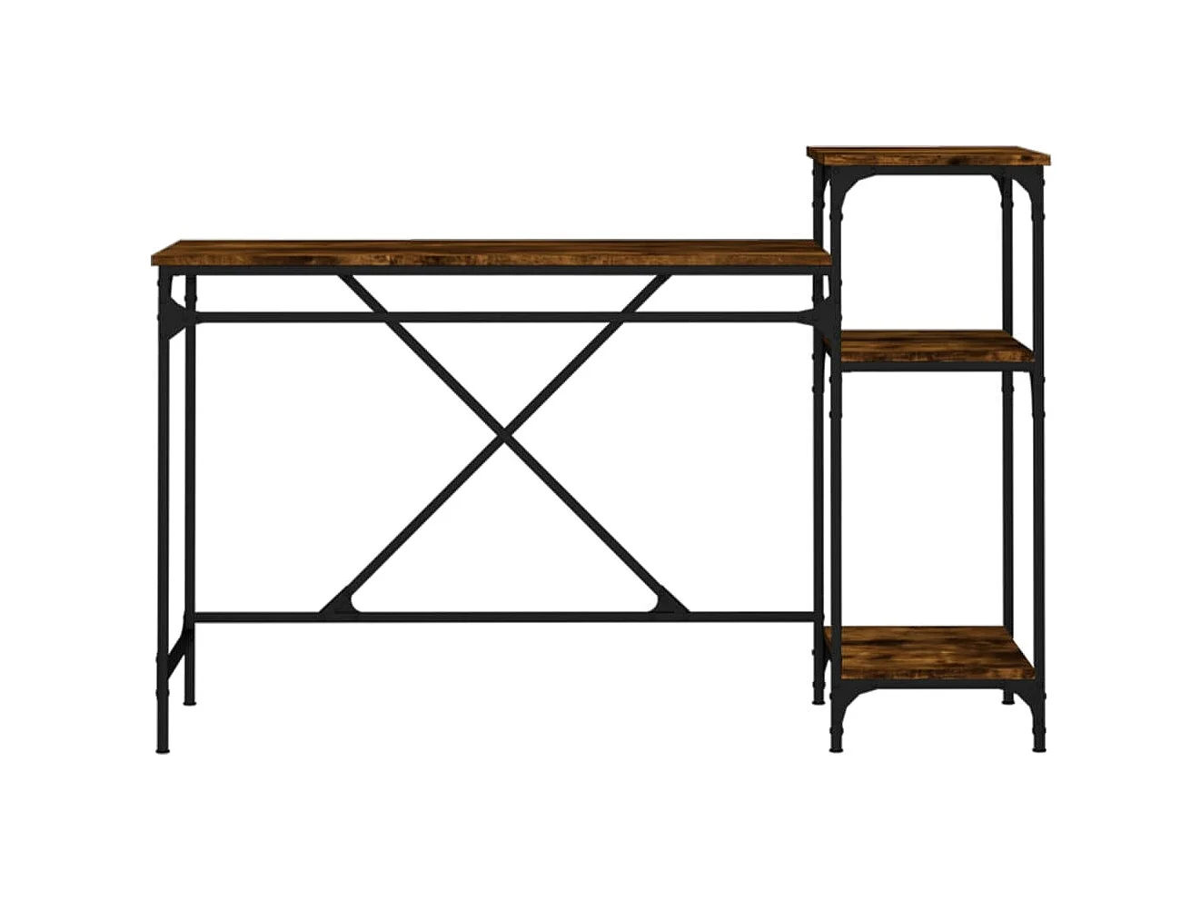 Bureau et étagères chêne fumé 135x50x90cm bois d'ingénierie/fer