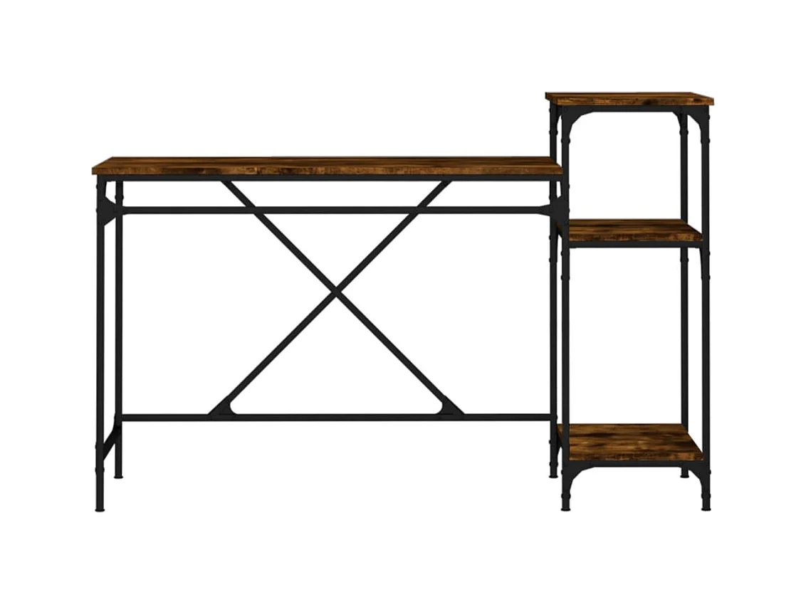 Bureau et étagères chêne fumé 135x50x90cm bois d'ingénierie/fer