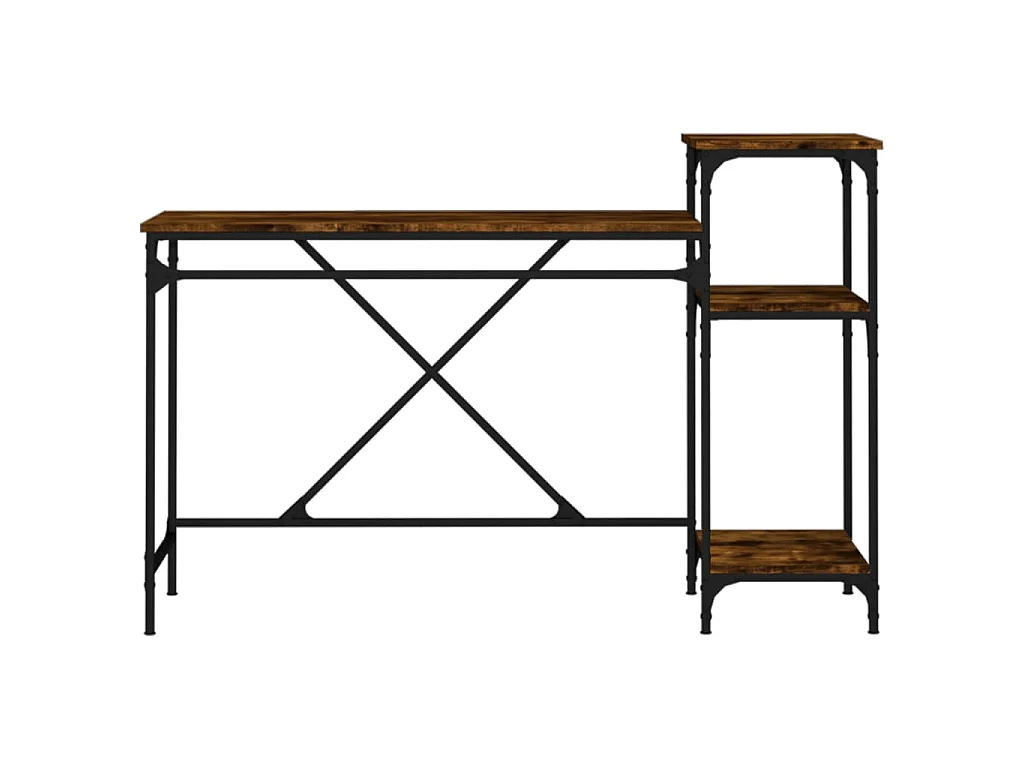 Bureau et étagères chêne fumé 135x50x90cm bois d'ingénierie/fer