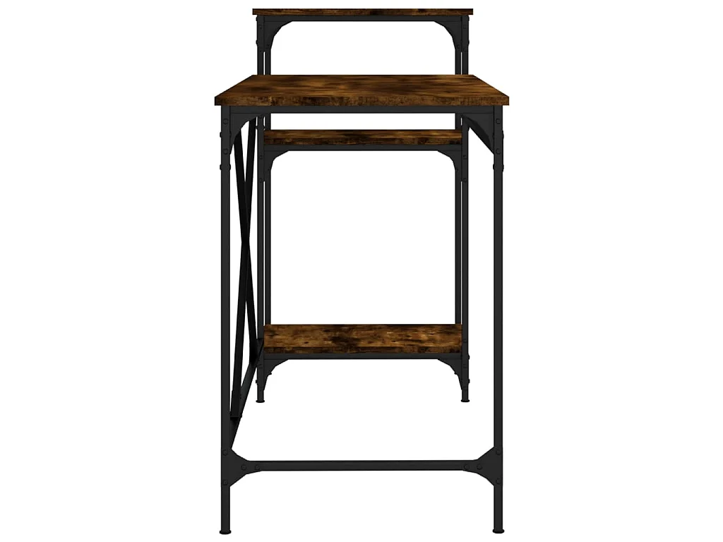 Bureau et étagères chêne fumé 135x50x90cm bois d'ingénierie/fer