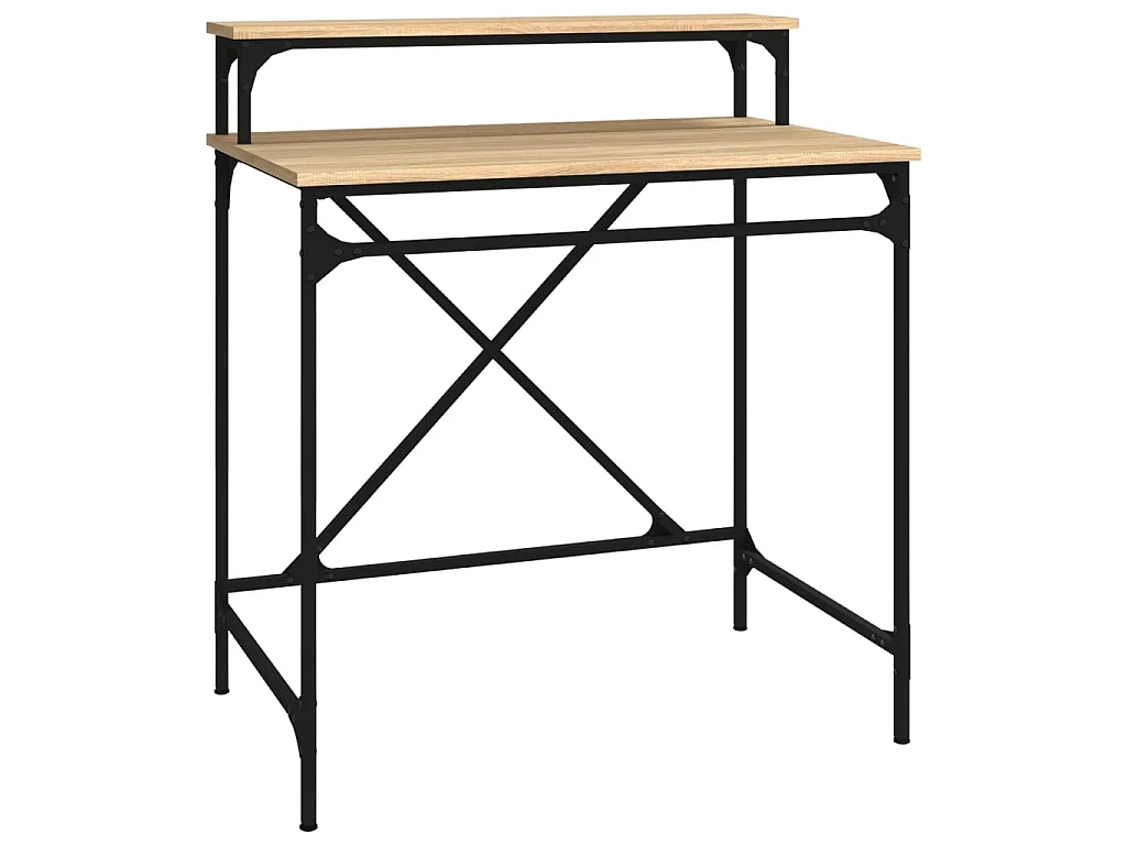 Bureau chêne sonoma 80x50x90 cm bois d'ingénierie et fer